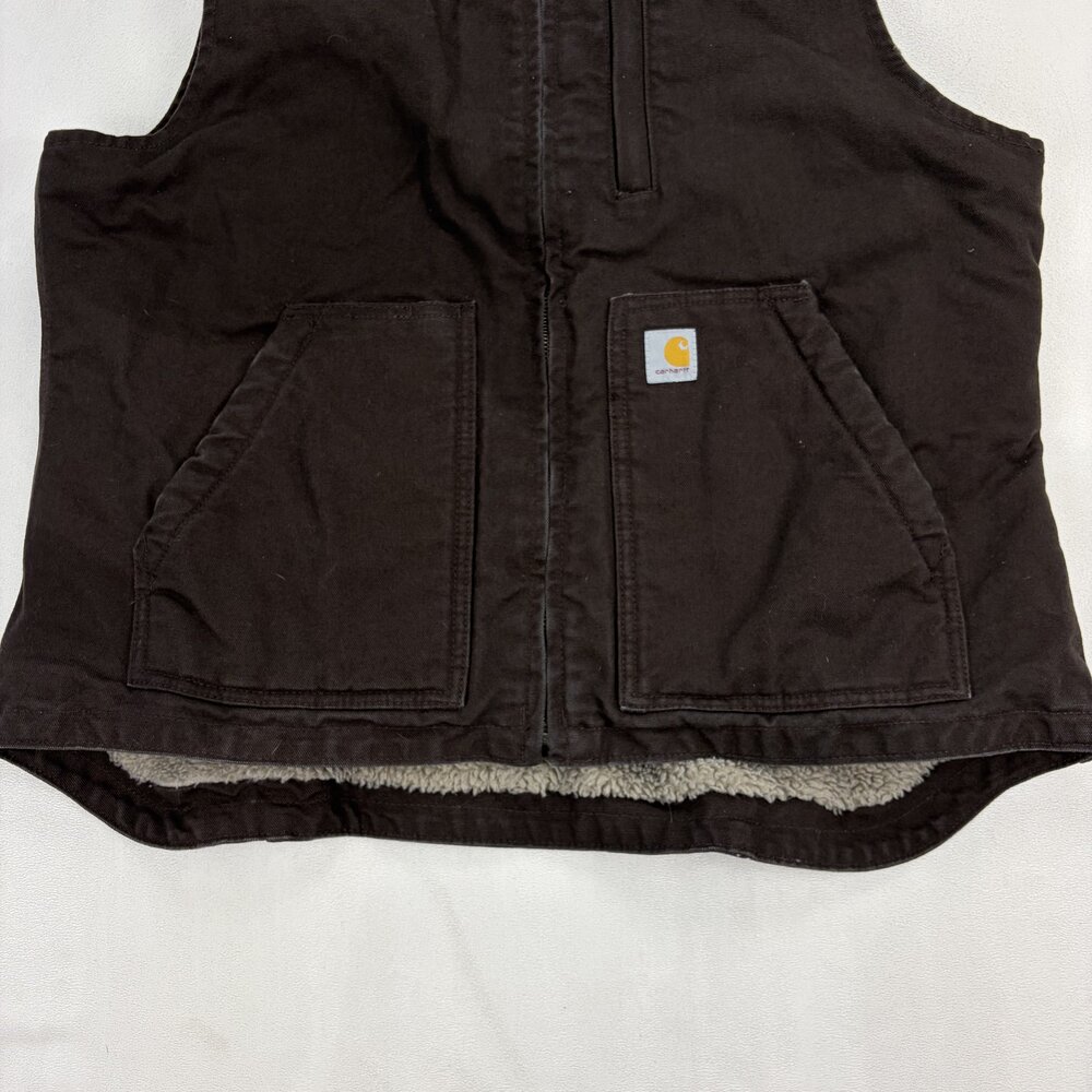 Carhartt Women's Sherpa-Lined Duck Vest Size L Brown - Picture 7 of 10
